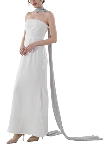 Women's 157 Inch Long Chiffon Neck Scarf Chiffon Veil Scarf Shawl Wrap for Wedding Bridal Evening Bridesmaid Dresses - color: Silver