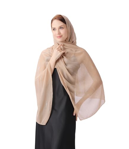 OurLore Chiffon Shawls Wraps for Women Sheer Glitter Scarf Sparkly Rhinestones Shoulder Sarong Cover Up Hijab for Wedding - color: Champagne
