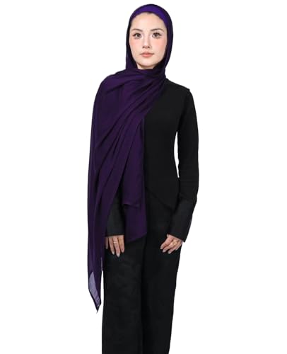 Modal Cotton Hijab Scarf for Women with Undercap Set - color: Deep Purple