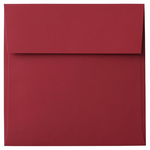 LUXPaper Square Invitation Envelopes | Peel & Press | 5" x 5" | Holiday Red | 60lb. Text | 50 Qty - color: Holiday Red, size: 5 x 5 inches