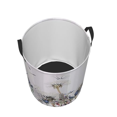 Botanical Dandelions And Lavender Round Waterproof Oxford Cloth Laundry Basket Multi-Purpose Storage Basket Toys Books Clothes Storage Basket - color: Black 1