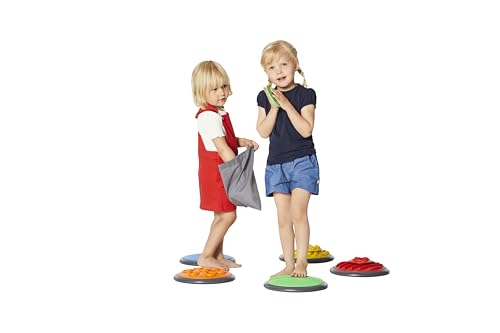 GONGE Tactile Sensory Discs - Starter Set - 10 Textured Stepping Discs, Sensory Exploration, Cognitive Development - Includes Blindfold - Ages 1+, Vibrant - color: Vibrant, style: 10 - Piece