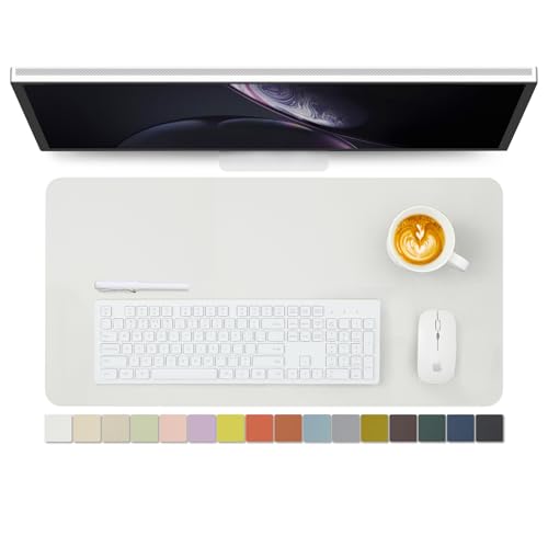 Leather Desk Mat - Non-Slip PU Desk Pad for Office and Home - Desk Organization and Accessories - Ideal for Large Mouse Pad and Desk Mats on Top of Desks (White,27.6"x 13.8") - color: White, size: 27.6" x 13.8"