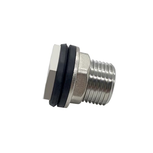 Beduan Stainless Garden Hose Bulkhead Fitting, 1 NPS Male to 3/4 GHT Female Bulkhead Water Tank Connector Thru-bulk Fitting for Rain Barrels, Aquariums, Sinks, Irrigation(Pack of 2) - size: 1 NPS Male x 3/4 GHT Female, style: PackOf 2