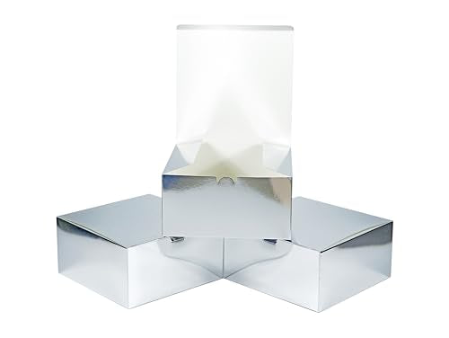 Metallic Silver Gift Boxes 25 pcs 8x8x4 for Various Gift-Giving Purposes - size: 1 Count (Pack of 25)