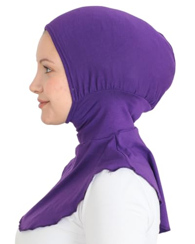 Prien Sport Hijab For Women, Muslim Head Scarf, Flexible Turban Girls, Chic Islamic Wear For Gym, Neck Collar Bonnet Viscose - color: Purple