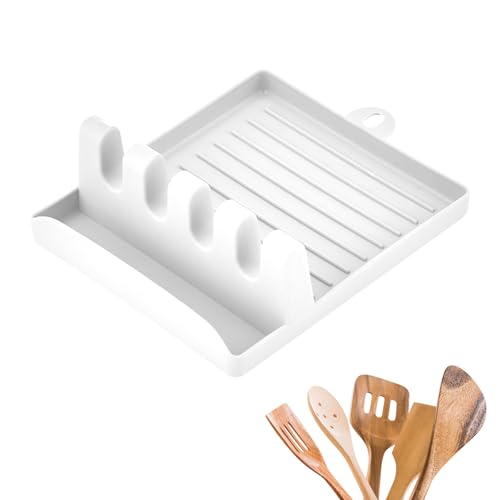 Paint Brush Holder with 4 Slots, Brush Rest Organizer with Drip Tray for Watercolor, Acrylic, Oil Painting and Art Supplies, White - color: White