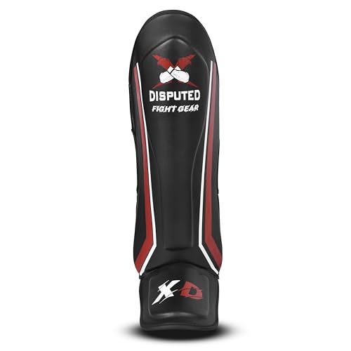 X-Disputed Shin Guards, Kickboxing Trainning MMA Muay Thai Sparring Fighting Shin Guards with Instep Synthetic Leather, Leg and Foot Protection Shin Instep Pair - size: Small-Medium