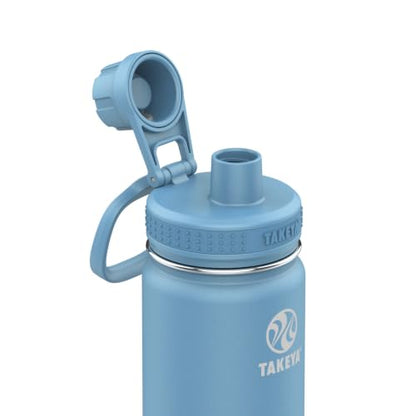 Takeya Actives Stainless Steel Water Bottle, Insulated Spout Lid, Keeps Drinks Cold 24 Hrs, Leakproof, Durable, Dishwasher Safe, Ideal for Gym, Travel, Fits Most Cup Holders, 22 oz/Bluestone - color: Bluestone, size: 22 Ounces