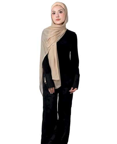 Modal Cotton Hijab Scarf for Women with Undercap Set - color: Dark Beige