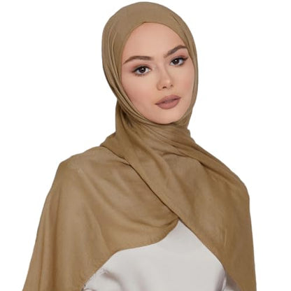 Yeieeo Women's Hijab Lightweight Breathable Solid Color Soft Cotton Hijab for Women Muslim Fashion Scarves - color: Nude