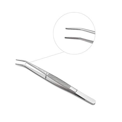Stainless Steel Tweezers, with Curved Serrated Tip Multipurpose Sewing Machine Tweezers Forceps for Craft Repairing (2 Pcs set)