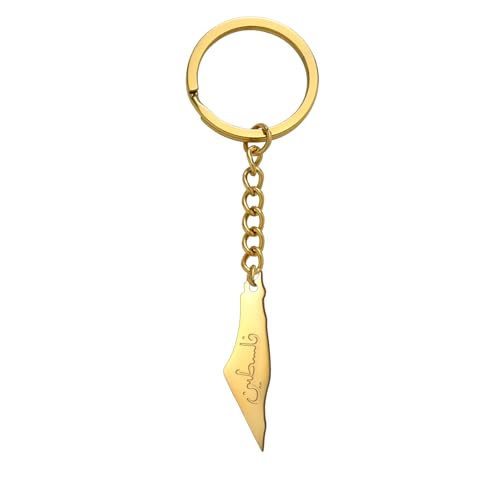 Palestine Keychain Palestine Map Country Flag Print Keyring Bring Them Home Now Patriotic Jewelry Judaica Gift Women - color: Arabic Map Gold