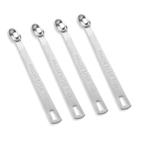 4 PCS 1/16 Teaspoon (1/16 Tsp | 0.33 mL | 0.33 cc) Single Measuring Spoon, Stainless Steel 1/16 Tsp Small Measuring Spoon Mini Measuring Spoons - size: 1/16 Teaspoon