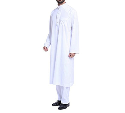 zhxinashu Men's Muslim Thobe Loose Kaftan Dubai Clothing with Pants S-XXXL - size: X-Large