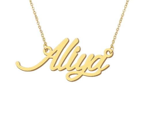 Aoloshow Personalized Name Necklace Custom Any Name Necklaces Jewelry for Womens New Mom Bridesmaid Gift - style: Gold - Aliya