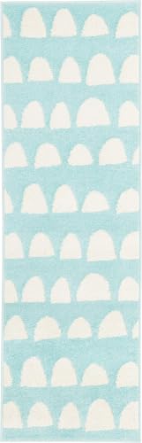 Rugs.com Whimsy Kids Collection Rug – 6 Ft Runner Clear Blue Medium-Pile Rug Perfect for Hallways, Entryways - color: Clear Blue, size: 2' x 6' Runner