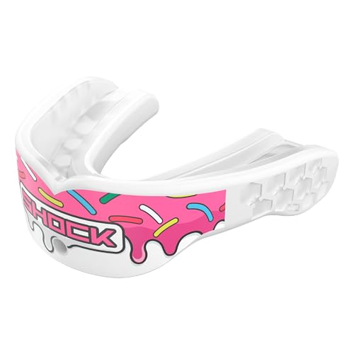 Shock Doctor Gel Max Power Carbon Convertible Mouth Guard - color: White/Pink Sprinkle Drip, size: Adult