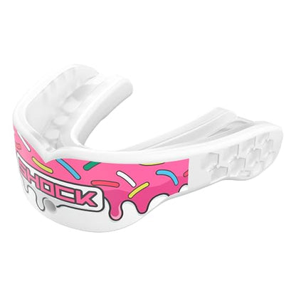 Shock Doctor Gel Max Power Carbon Convertible Mouth Guard - color: White/Pink Sprinkle Drip, size: Adult