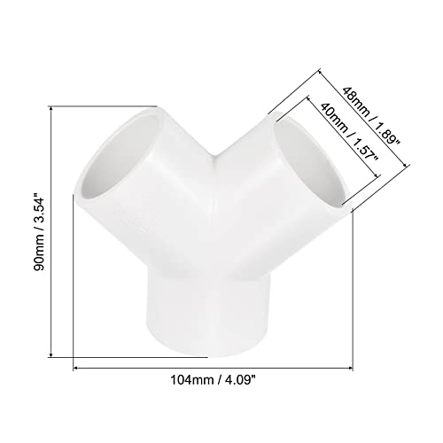PATIKIL 40mm PVC Pipe Fittings, 2 Pack 3 Way Y Shape Water Tubing Joint Connectors Adapters Union for Garden Irrigation Home Aquarium - size: 40 mm