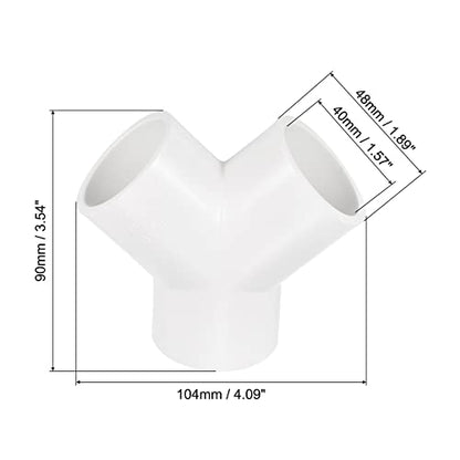 PATIKIL 40mm PVC Pipe Fittings, 2 Pack 3 Way Y Shape Water Tubing Joint Connectors Adapters Union for Garden Irrigation Home Aquarium - size: 40 mm