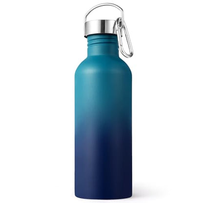 Volhoply 32oz Uninsulated Single Walled Water Bottle, Stainless Steel Sports Water Bottles with Handle, BPA Free Lightweight Water Bottles for Hiking, Biking, Running（Dark Night,1） - color: Dark Night