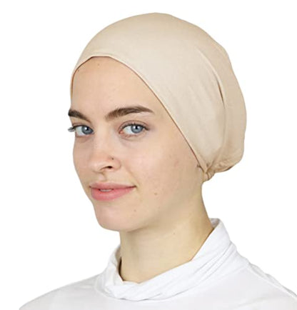 Modefa Islamic Women's Non-Slip Cotton Hijab Bonnet Cap Underscarf - color: Beige