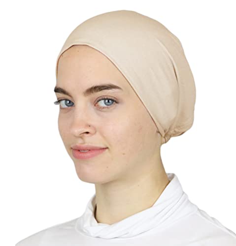 Modefa Islamic Women's Non-Slip Cotton Hijab Bonnet Cap Underscarf - color: Beige