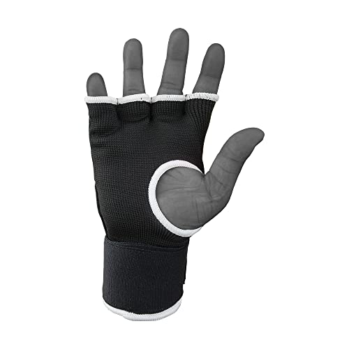 TMA Gel Padded Inner Gloves with Hand Wraps Boxing Gloves, Half Finger Elasticated Bandages, Kickboxing Wraps for Men, Women, Kids MMA, Muay Thai, Kickboxing (Pair) - color: Black, size: Large-X-Large