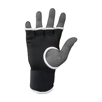 TMA Gel Padded Inner Gloves with Hand Wraps Boxing Gloves, Half Finger Elasticated Bandages, Kickboxing Wraps for Men, Women, Kids MMA, Muay Thai, Kickboxing (Pair) - color: Black, size: Small-Medium