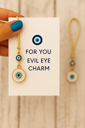 Evil Eye Car Rear View Mirror Ornament – Gold Color Nazar Protection Charm, Hanging Car Decor for Protection, Good Luck & Meaningful Gift