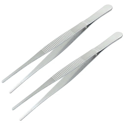 2 Pcs 6 Inch Stainless Steel Forceps, Straight Metal Tweezers General Application for Kitchen, Crafts, Plants - size: 6 Inch