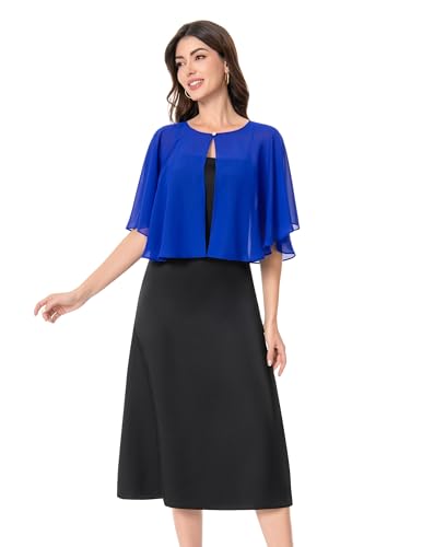 Baoqiya Capelets for women Chiffon Cape Soft Shawls and Wraps For Women - color: Royal Blue