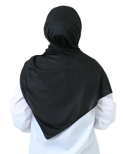 Prien Hijab For Women Muslim Lightweight Scarf Head Scarves For Girls Islamic Long Headscarf Chiffon Shawl Prayer Set Ramadan - color: Black