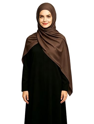 Lina & Lily Non-see-through Premium Jersey Maxi Hijab Head Scarf Wrap for Muslim Women - color: Dark Brown
