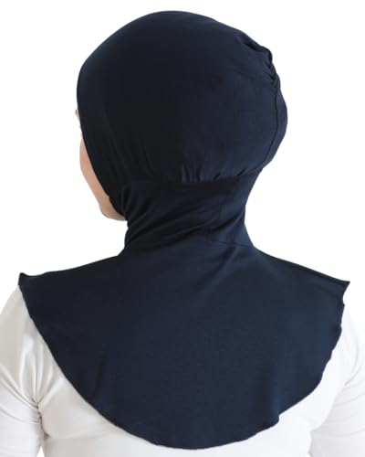 Prien Sport Hijab For Women, Muslim Head Scarf, Flexible Turban Girls, Chic Islamic Wear For Gym, Neck Collar Bonnet Viscose - color: Navy Blue
