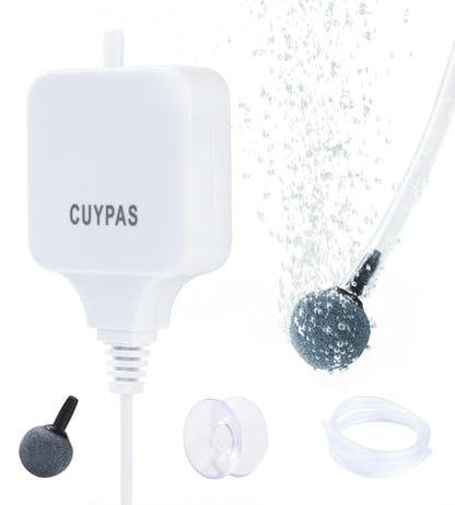 Aquarium Air Pump Mini Fish air Pump Super Quiet Fish Bowl air Pump for Up to 10 Gallon Fish Tank 1.5 Watts 310ml/min - color: White Square-Basic Kit