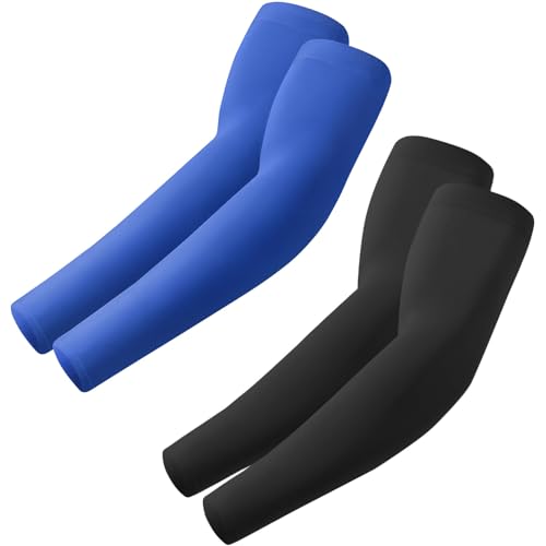 ROXUN Arm Sleeves, Cooling UV Sun Protection Sports Compression for Men/Women - color: 2 Pairs - Black+blue
