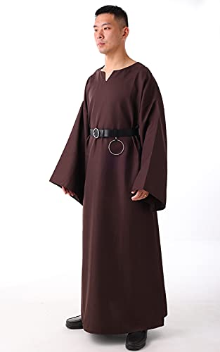 BLESSUME Medieval Wicca Pagan Ritual Robe with Belt - color: Brown, size: Small