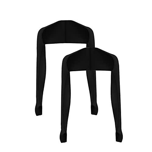 Cool 숄 암 커버 2팩 자외선 차단 손가락 구멍 포함 자외선 차단 암 커버 골프용 - color: 블랙.