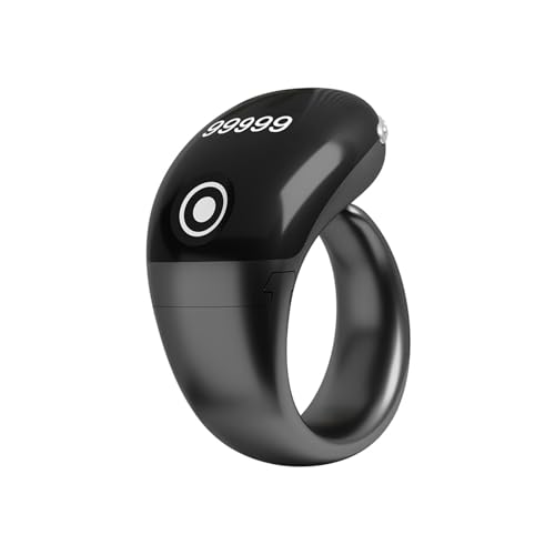 Tasbih Counter Zikr Rings, Smart Tasbeeh, Electronic Digital Tasbih Rings Adjustable Sizes Finger for Muslims, Prayer, Reminder, Home - color: Black