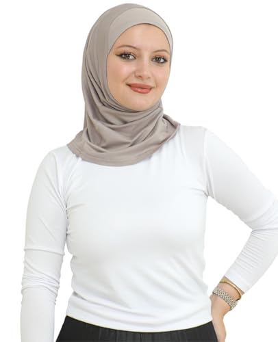 Prien Sport Instant Hijab For Women, Muslim Cotton Turban, Soft Head Scarf, Ready To Wear Hijabs Prayer Clothes, Islamic Wear - color: Light Mink