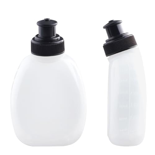 JEELAD Soft Folding Water Bottles TPU Collapsible Flask Hydration Pack Vest Ideal for Running Hiking Cycling Outdoor - color: 02 White - 175ml(5.9oz) - 2 Pcs