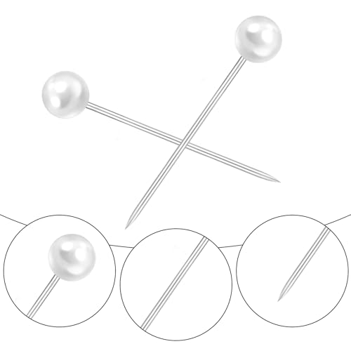 100Pcs Pearl Push Pins, Sewing Straight Pins with Faux Pearl Heads for Fabric Decorative Round Short Tacks with Storage Case for Craft Sewing Wedding Holiday DIY Accessories, 0.78Inch
