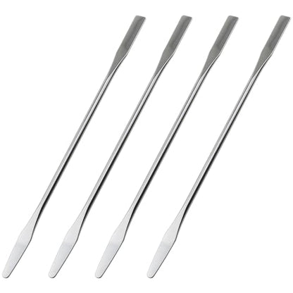 Heyous 4PCS 150mm/5.9inch Laboratory Miniature Dual Head Spatula Semi Miniature Spatula Tapered Arrow Flat Head Silver Stainless Steel Miniature Dual Head Spatula Suitable for Science Lab and Craft