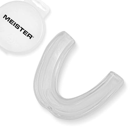 Meister Moldable Single Mouth Guard w/Case - Clear | Custom-molded boil-and-bite fit, upper-teeth coverage for MMA, boxing, sparring and contact sports - color: Clear