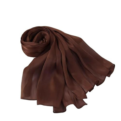 Organza Sheen Shimmer Crepe Hijab Scarf for Women Lightweight Sheer Shawl Wrap for Wedding and Evening Dresses - color: Bronze