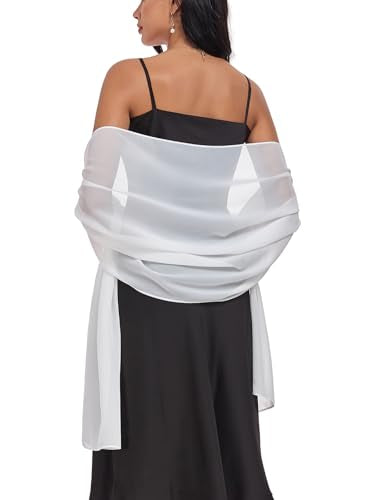 Shawls and Wraps Soft Chiffon Scarve Scarf For Evening Party Dresses Wedding Stole - color: Ivory