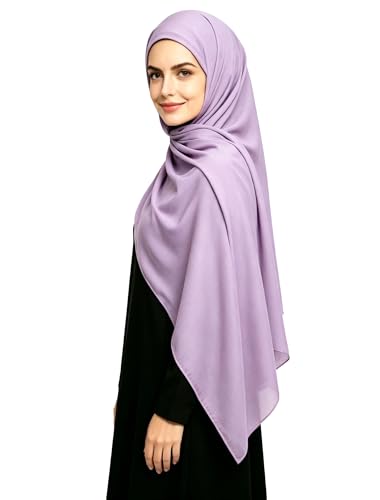 Lina & Lily Non-see-through Premium Jersey Maxi Hijab Head Scarf Wrap for Muslim Women - color: Lilac