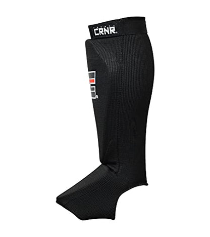 Combat Corner Slip On Elastic Muay Thai Shin Guards – Kickboxing, MMA Sparring and Training Protective Instep Shin Pads - size: Youth Small